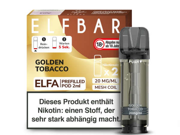 Elfbar Elfa Pod - 20mg - Golden Tobacco