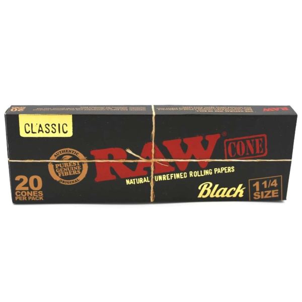 RAW Black PreRolled Cones 1 1/4 Size 20er