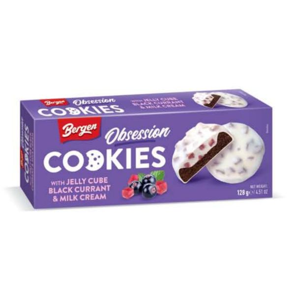 Bergen Cookie Jelly Cube Black Currant & Milk Cream 128g