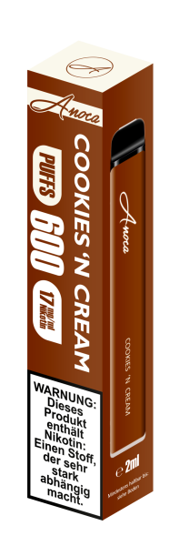 Anoca 600 E-Shisha Einweg Cookie 'n Cream 17 mg