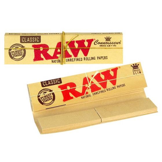 RAW Classic Connoisseur Papers King Size Slim + Tips - 32 Blatt