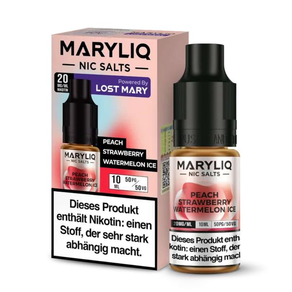 Maryliq Nikotinsalz Liquid 10 ml - 20 mg - Peach Strawberry Watermelon Ice