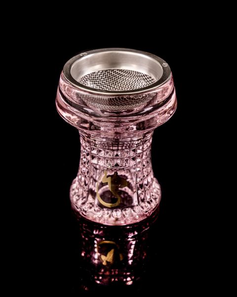 Dschinni Glaskopf Nero Pink + Seflex (Handmade High Borosilikatglas 3.3)